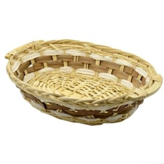 Picture of CESTA SFOGLIA MARRONE N. BIANCO OVALE CM45X35H12