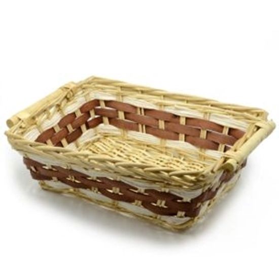 Picture of CESTA SFOGLIA MARRONE N. BIANCO RETTANGOLARE CM50X36H14