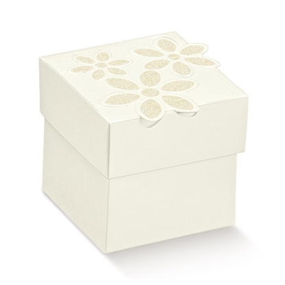 Immagine di SCATOLA FONDO + COPERCHIO FIORE GLITTER