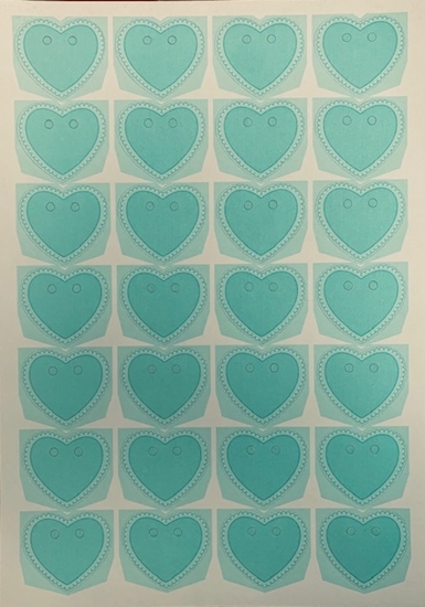 Picture of FOGLIO CON 28 CHIUDIPACCO CUORE VERDE CARAIBI 45X40 MM.