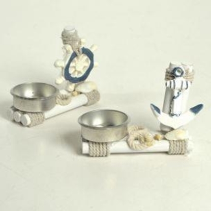 Picture of PORTACANDELE MARE ANCORA E TIMONE 2 ASSORTITI CM10,5X4,5H8