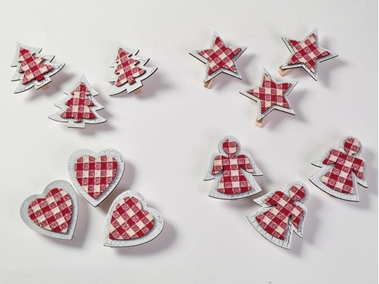 Immagine di SET 3 MOLLETTINE LEGNO 6 x h.7 CM 4 ASS.