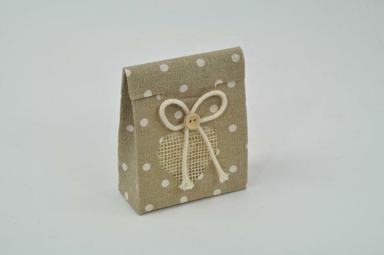 Immagine di SACCHETTO JUTA POIS BEIGE 6,5X3XH.8 CM CONF. DA 6 PZ.