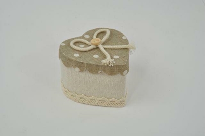 Immagine di SCATOLINA CUORE JUTA BEIGE 6,5X3XH.8 CM CONF. X 6 PZ.