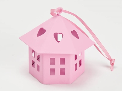 Immagine di SCATOLINA LANTERNA METALLO ROSA 8x8xh.7 CM