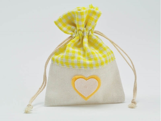 Immagine di SACCHETTO JUTA QUADRETTINI GIALLO 10x13 CM CF. 12 PZ