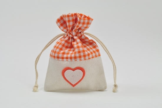 Immagine di SACCHETTO JUTA QUADRETTINI ARANCIO 10x13 CM CF. 12 PZ