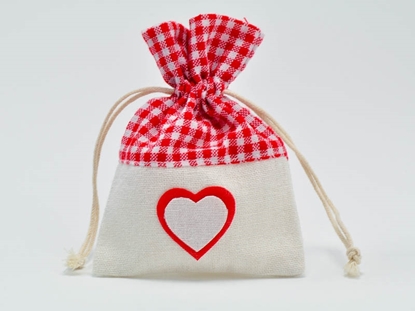 Immagine di SACCHETTO JUTA QUADRETTINI ROSSO 10x13 CM CF. 12 PZ