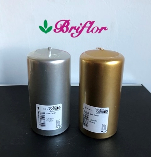 Immagine di CANDELA MOCCOLI (safe candle) H.120 D.60 MM ORO/ARGENTO