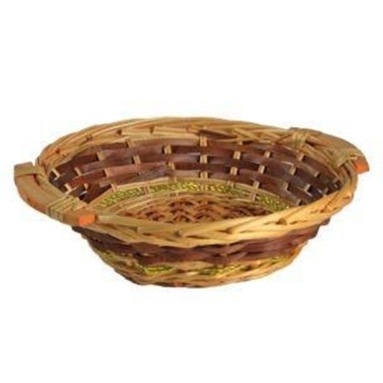 Immagine di CESTINA VIMINI FASCIA MARRONE C/2MANICI TONDA CMØ30H10
