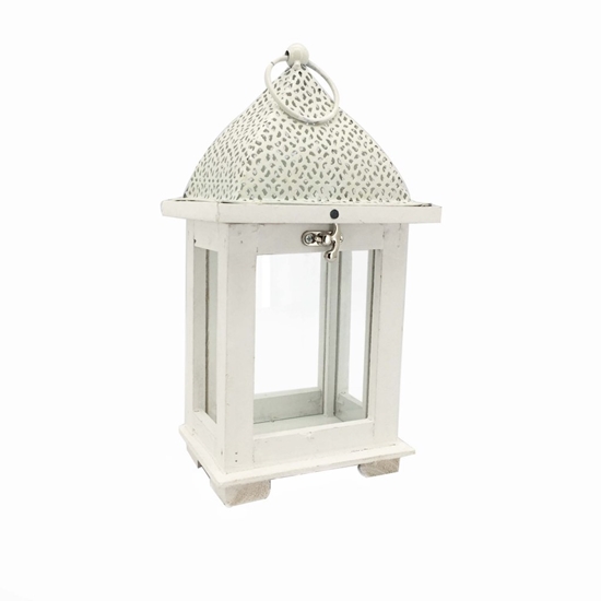 Immagine di LANTERNA QUADRA BIANCA TETTO ARABESQUE 14,5x11 h 27,5