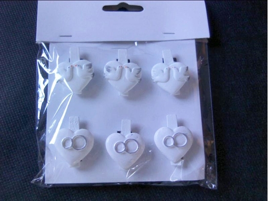 Immagine di MOLLETTA CON CUORICINO COLOMBE BUSTA DA 6 PZ.