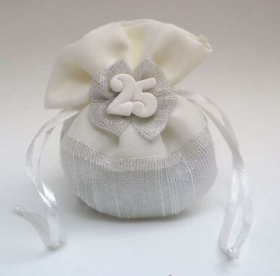 Picture of SACCHETTO 25° TESS. COT/ORGANZA ARGENTO CF 12 PZ.