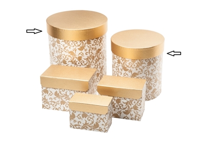 Immagine di SET 2 SCATOLE TONDE GOLD/WHITE(M.G.DM.25 CM.28)