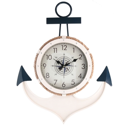 Immagine di OROLOGIO MARE LEGNO ANCORA BIANCO BLU CM 48X62X4