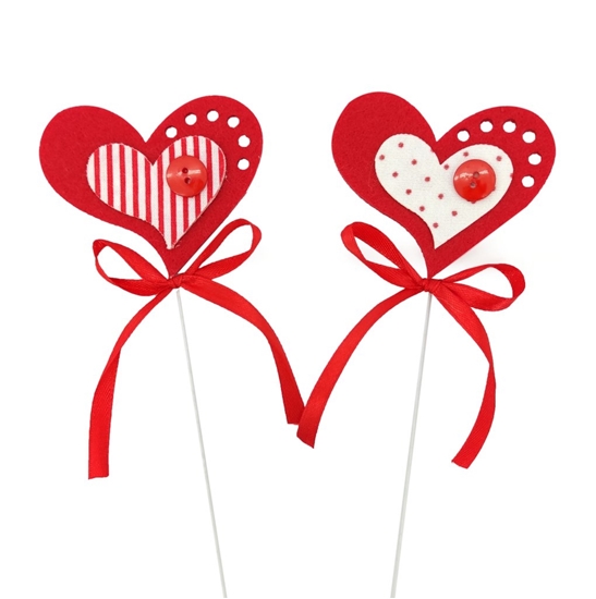 Immagine di CUORI PANNO C/CUORE RIGHE/POIS INTERNO E BOTTONE D7 H45 CF18