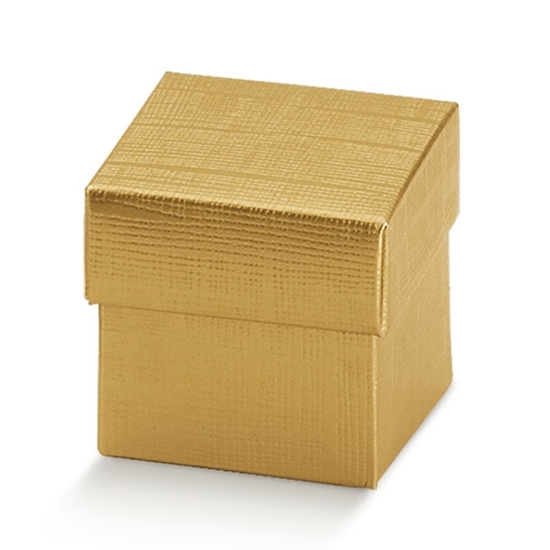 Immagine di SCATOLA FONDO COPERCHIO 50X50X50 MM SETA ORO