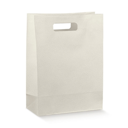 Immagine di SHOPPER C/FORO 310X120X380 MM PELLE BIANCO CF. 10 PZ.