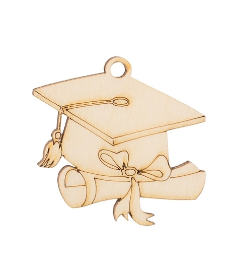 Immagine di APPLICAZIONI LEGNO CAPPELLO LAUREA CM4.5 CF. 12 PZ