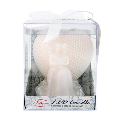 Immagine di LED CANDLE CUORE C/SPOSI BIANCO