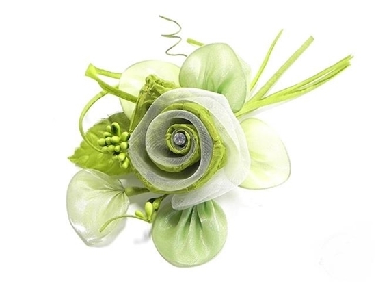 Immagine di FIORE ROSA C/STRASS COL. VERDE 21 CM