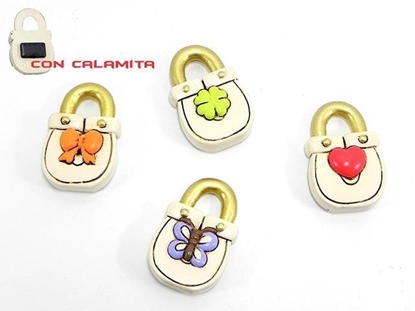 Immagine di LUCCHETTO IN RESINA C/CALAMITA 4 ASS. 3,5XH.5,5 CM