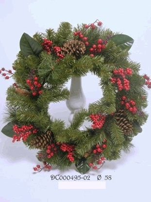 Picture of BERRIES/PINE-CONE WREATH CM 58