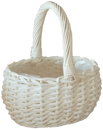 Immagine di CESTO VIMINI OVALE BIANCO C/MANICO 19X14H11/21
