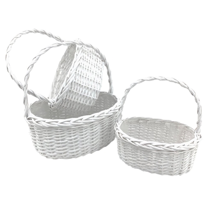 Immagine di CESTO VIMINI OVALE BIANCO S/3 C/M P.29X19H14/33 GR.40X31H16/