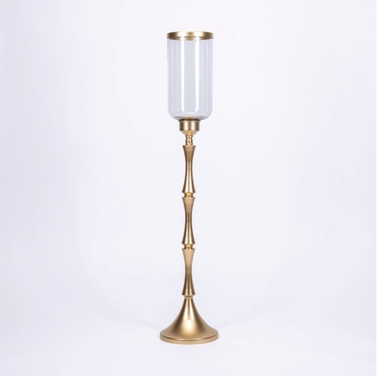 Immagine di PORTA CANDELA BASE ALTA 15X15X78 CM ORO