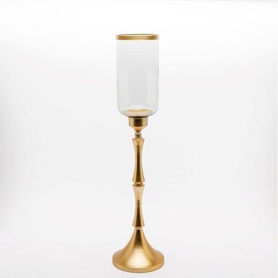 Immagine di PORTA CANDELA BASE ALTA 15X15X65 CM ORO