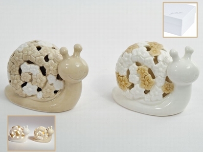 Immagine di LUMACHINA IN PORCELLANA C/LUCI 2ASSC/ASTUCCIO 10x5xh.7,5 CM