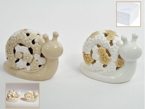 Immagine di LUMACHINA IN PORCELLANA C/LUCI 2ASSC/ASTUCCIO 10x5xh.7,5 CM