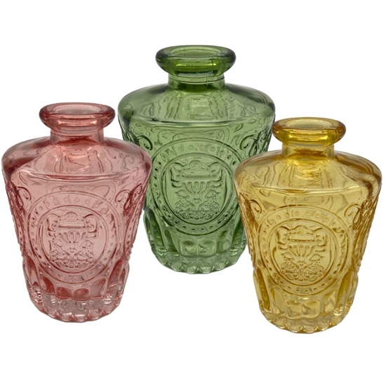 Immagine di BOTTIGLIETTA VETRO CONICA P.FIORE 3 MIX COL D.5,5/3H10