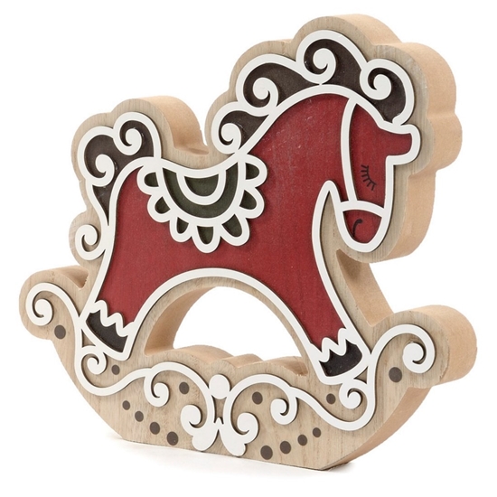 Picture of CAVALLINO LEGNO ROSSO CON CRINIERA VERDE 29X3X25