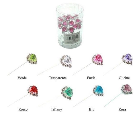 Immagine di SPILLO CUORE SWAROSKY COLOR X 20 PZ.