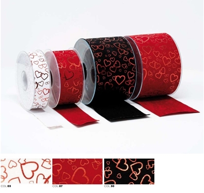 Immagine di NASTRO VELLUTO CUORI METAL MM 25 X 10 MT