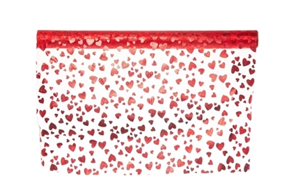 Immagine di ROLLO ORGANZA RED DECORO CUORI(CM.48x5 YARDS)