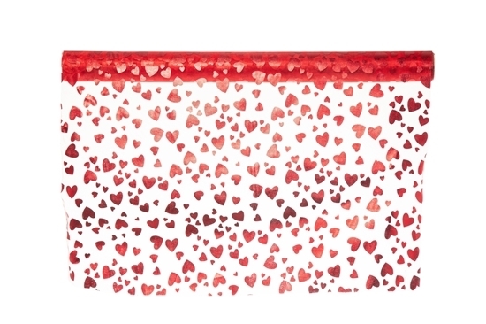 Immagine di ROLLO ORGANZA RED DECORO CUORI(CM.48x5 YARDS)