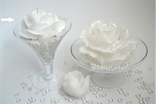 Immagine di ROSA CANDIDA CERA PERLATA H. 65 D. 150 MM