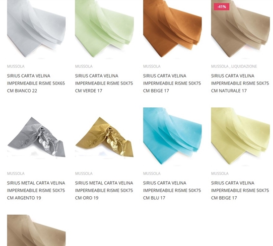 Immagine di CARTA VELINA SIRIUS 17GR/M2 50X75 CM CF DA 48 PZ.
