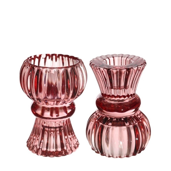 Immagine di Portacandele duo Nora Ø6 x h.8 cm rosso