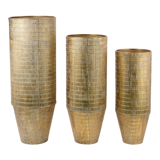 Immagine di SET 3 VASI METALLO (M.G.CM.50x50x135) GOLD