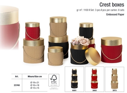 Immagine di SCATOLE Crest boxes set 3 pcs Ø19 x 21- Ø 16 x 18 - Ø 13x115