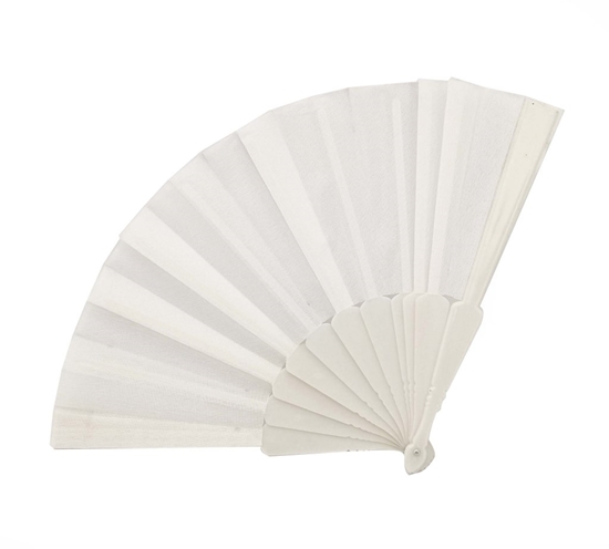 Immagine di VENTAGLIO PLASTICA E STOFFA BIANCO CM 23 (10packs x 12pz)