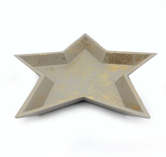 Immagine di VASSOIO STELLA BIANCO/FOGLIA ORO D43 H4