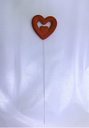 Picture of CUORE VELLUTO ROSSO 9,5X9CM +PICK 35CM (6PZ)