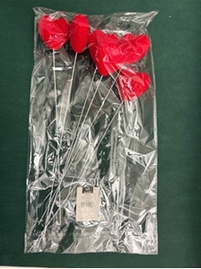 Picture of CUORE VELLUTO ROSSO 5.7X5.6CM + PICK 35CM (6 PZ)