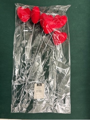 Picture of CUORE VELLUTO ROSSO 5.7X5.6CM + PICK 35CM (6 PZ)