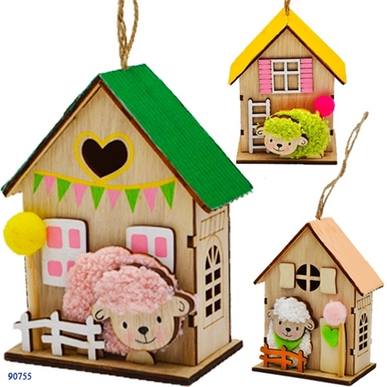 Immagine di CASETTA IN LEGNO 3D, CON PECORELLA, ASS.